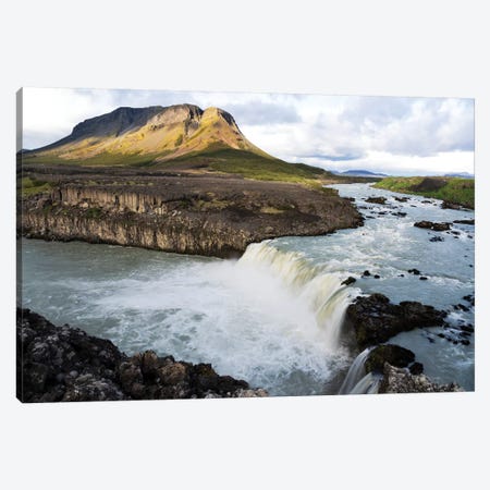 The Pjorsa River Flowing Into The Pjofafoss Waterfall With Mount Burfell In The Background, Southern Highlands, Iceland Canvas Print #EGO102} by Ellen Goff Canvas Art Print