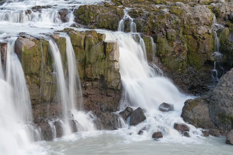 Iceland, Gygjarfoss waterfall. This small waterfall flows through a rather barren landscape.