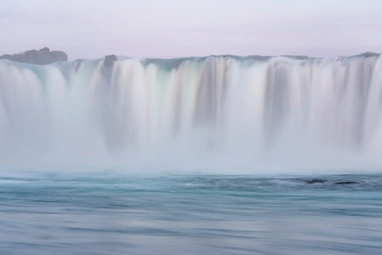 Iceland, Godafoss waterfall. The waterfall stretches over 30 meters with multiple small waterfalls at the edges.