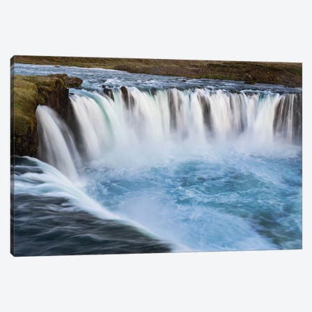 Iceland, Godafoss waterfall. The waterfall stretches over 30 meters with multiple small waterfalls at the edges. Canvas Print #EGO129} by Ellen Goff Art Print