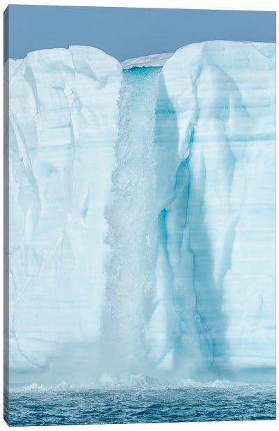 Arctic, Svalbard, Nordaustlandet Island. Waterfalls cascading from the melting glacier. Canvas Art Print - Glacier & Iceberg Art