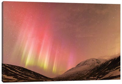 Iceland, Akureyri. Northern Lights glowing II Canvas Art Print - Iceland Art