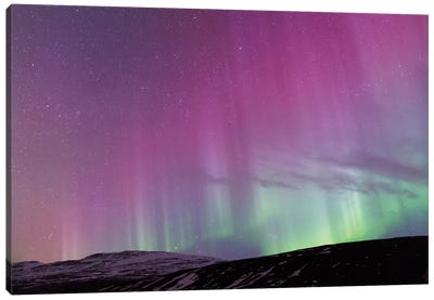 Iceland, Akureyri. Northern Lights glowing III Canvas Art Print - Aurora Borealis Art