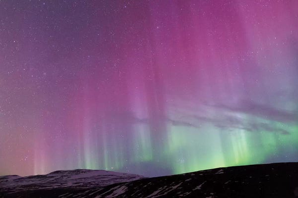 Iceland, Akureyri. Northern Lights glowing III