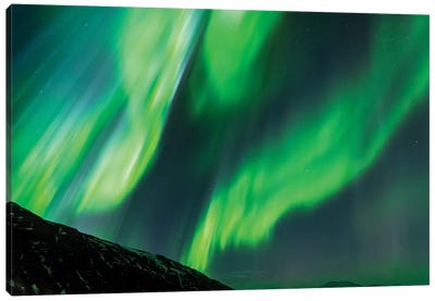 Iceland, Akureyri. Northern Lights glowing IV Canvas Art Print - Aurora Borealis Art