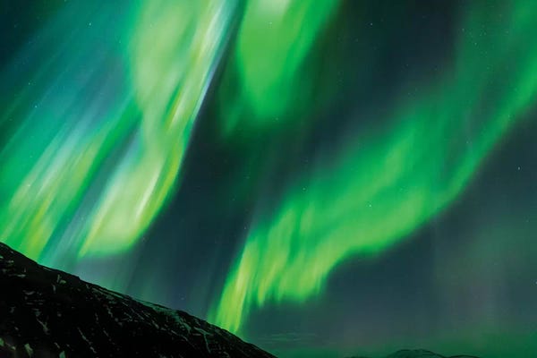 Iceland, Akureyri. Northern Lights glowing IV
