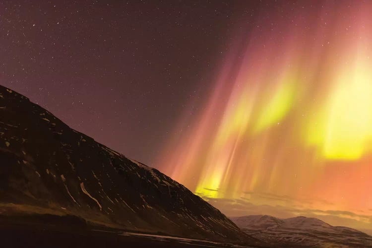 Iceland, Akureyri. Northern Lights glowing VII