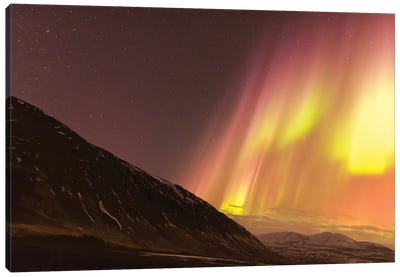 Iceland, Akureyri. Northern Lights glowing VII Canvas Art Print