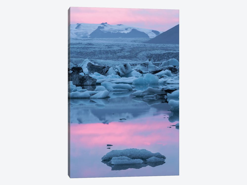 Iceland, Skaftafell National Park, Lake Jokulsarlon. Lake Jokulsarlon at sunset. by Ellen Goff 1-piece Canvas Art Print