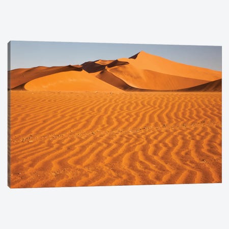 Namibia, Namib-Naukluft National Park, Sossusvlei. Scenic red dunes with wind driven patterns. Canvas Print #EGO32} by Ellen Goff Canvas Artwork