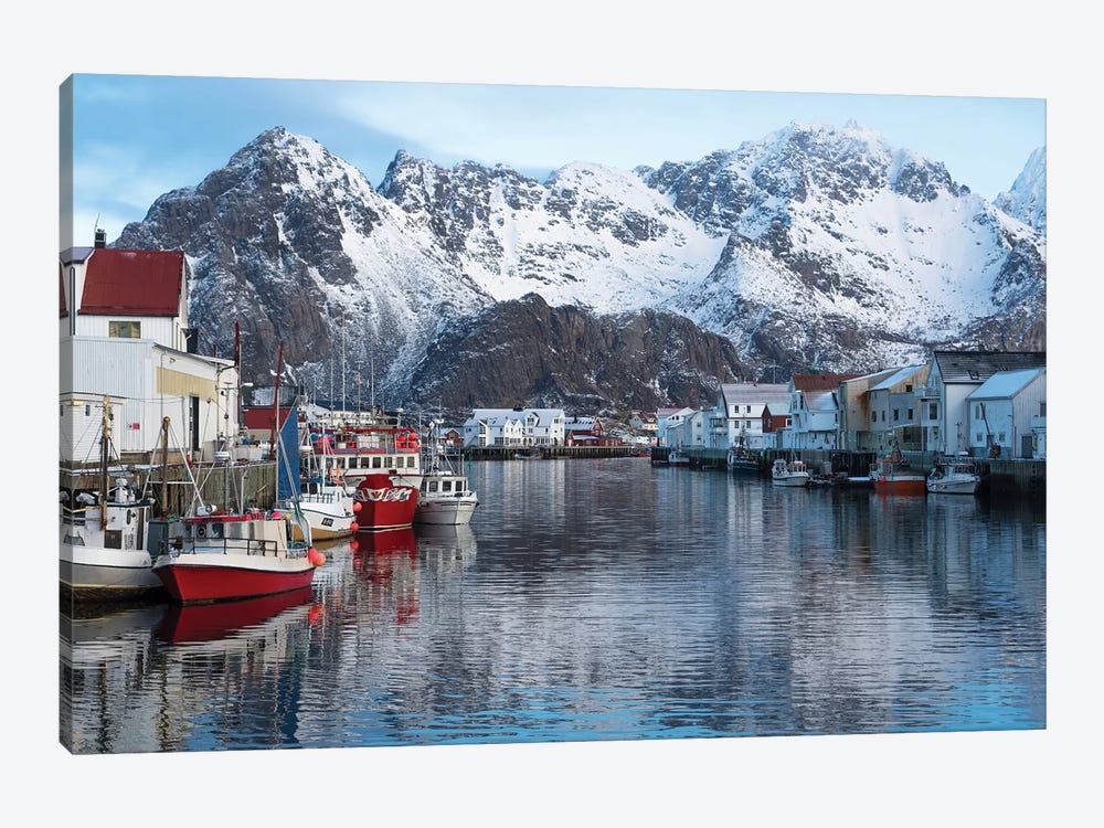 Norway, Vestvag. Fishing village set among dramatic mountains. by Ellen Goff 1-piece Canvas Art
