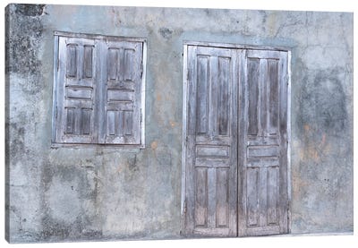 Africa, Madagascar, Fort Dauphin, Tolanaro Marketplace. A Shuttered Home Showing The Muted Colors Of Weathered Wood. Canvas Art Print