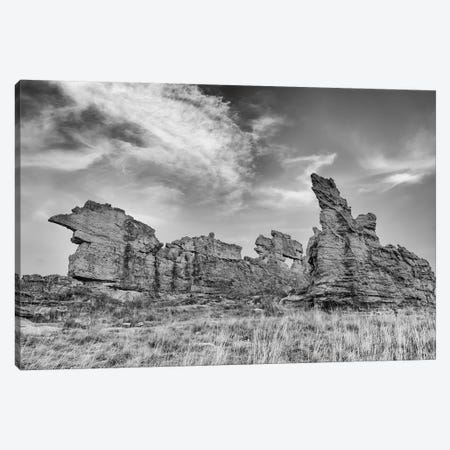 Africa, Madagascar, Isalo National Park. The Clouds Set Off The Sandstone Formation In This Black And White Rendition. Canvas Print #EGO90} by Ellen Goff Canvas Artwork