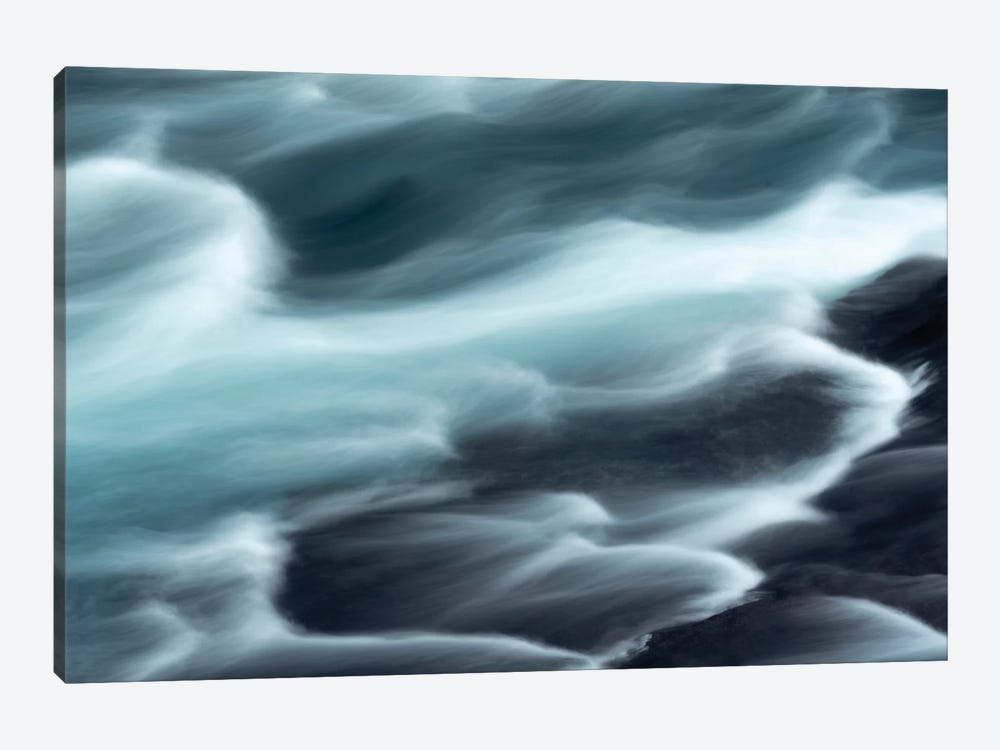 Iceland, Hraunfossar, Hvita River. The Hvita River Flow Quickly, Creating Patterns With A Slow Shutter Speed. by Ellen Goff 1-piece Art Print