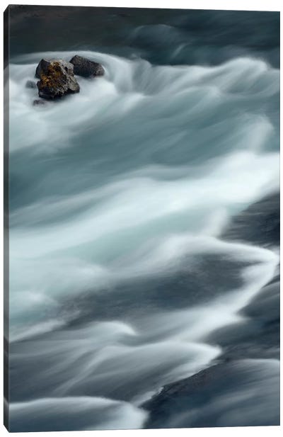 Iceland, Hraunfossar, Hvita River. The Hvita River Flow Quickly, Creating Patterns With A Slow Shutter Speed. Canvas Art Print