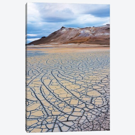 Iceland, Lake Myvatn District, Hverir Geothermal Area, Mud Flats. Patterns Of Drying Mud Near The Geothermal Area. Canvas Print #EGO99} by Ellen Goff Canvas Artwork