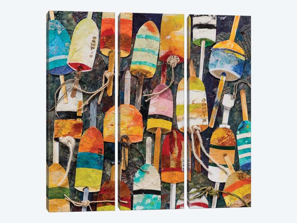 Buoy Collage Square by Edith Green 3-piece Canvas Print