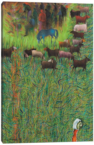 On The Edge Of Life Canvas Art Print - Goat Art
