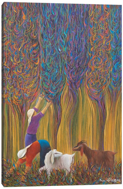 Wish Tree Canvas Art Print - Goat Art
