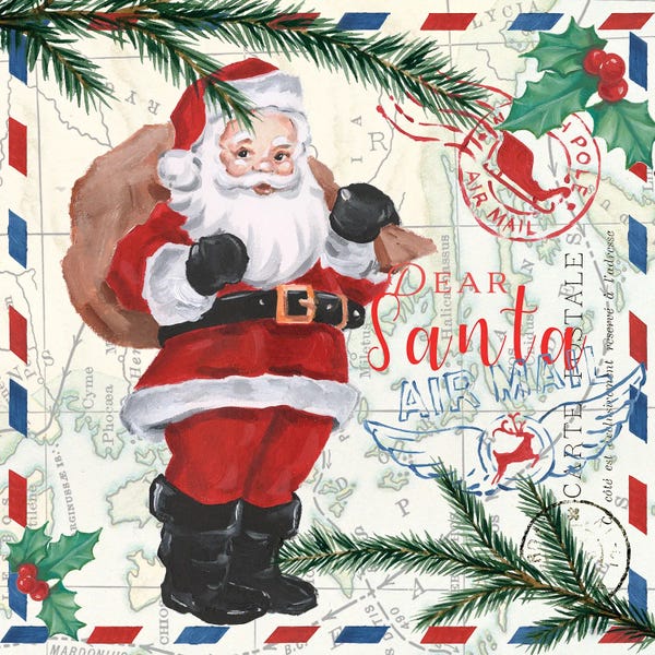 Vintage Christmas: Christmas Par Avion I by Ethan Harper