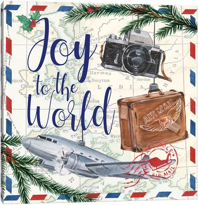 Christmas Par Avion II Canvas Art Print - Travel Art