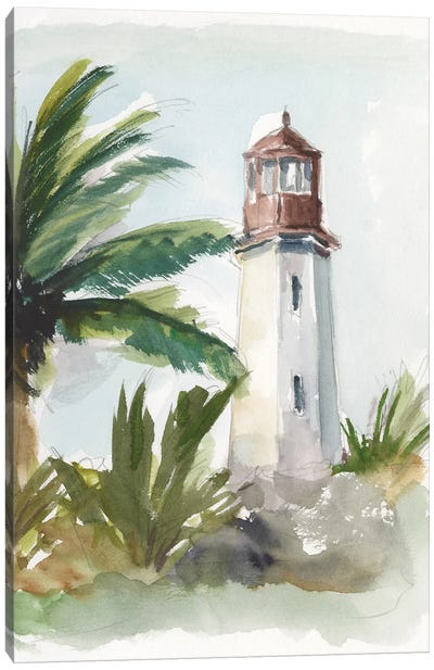 Tropical Lighthouse I Canvas Art Print - Lighthouse Art