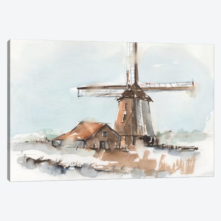 Windmill Watercolor I Canvas Print #EHA1117} by Ethan Harper Canvas Art Print