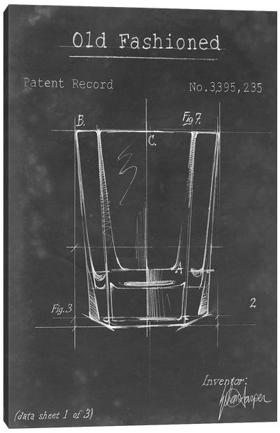 Barware Blueprint I Canvas Art Print - Blueprints & Patent Sketches