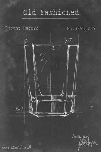 Large Art for Kitchen - Canvas Prints: Barware Blueprint I by Ethan Harper