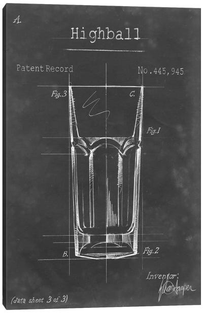 Barware Blueprint II Canvas Art Print - Blueprints & Patent Sketches
