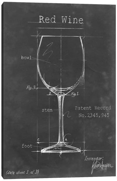 Barware Blueprint III Canvas Art Print - Wine Art