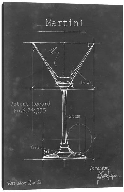 Barware Blueprint V Canvas Art Print - Blueprints & Patent Sketches