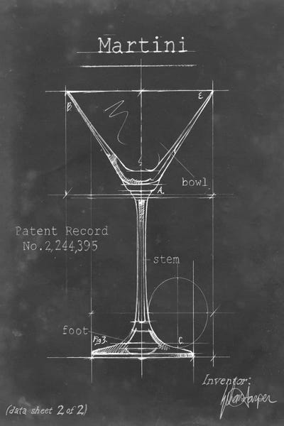 Large Wall Art & Big Canvas Prints: Barware Blueprint V by Ethan Harper