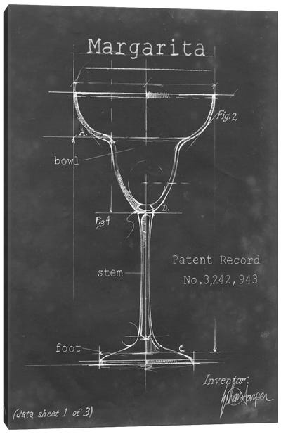 Barware Blueprint VI Canvas Art Print - Blueprints & Patent Sketches