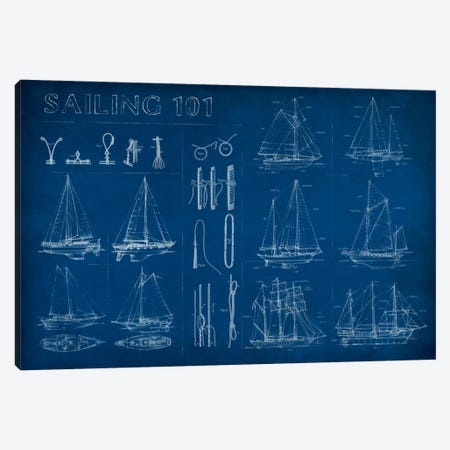 Sailing Infograph Canvas Print #EHA281} by Ethan Harper Canvas Wall Art