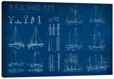 Sailing Infograph Canvas Art Print - Blueprints & Patent Sketches