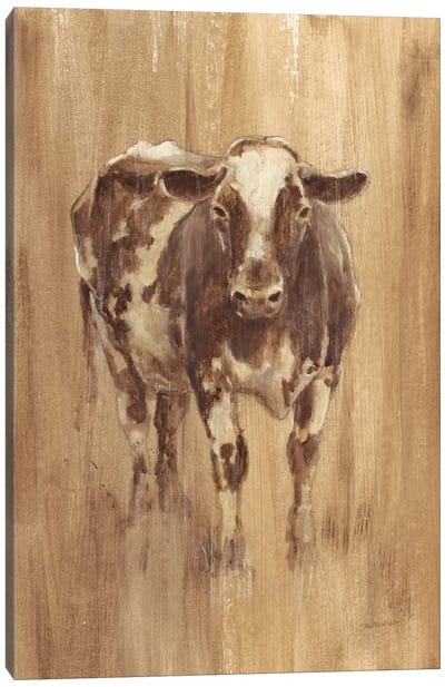 Wood Panel Cow Canvas Art Print - Ethan Harper