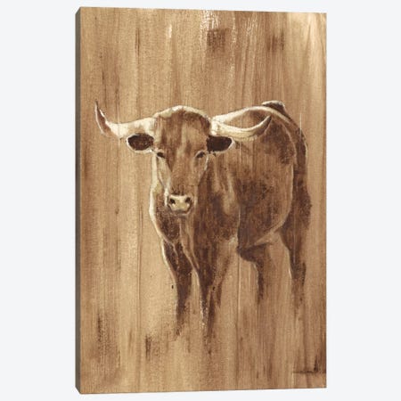 Wood Panel Longhorn Canvas Print #EHA295} by Ethan Harper Canvas Art