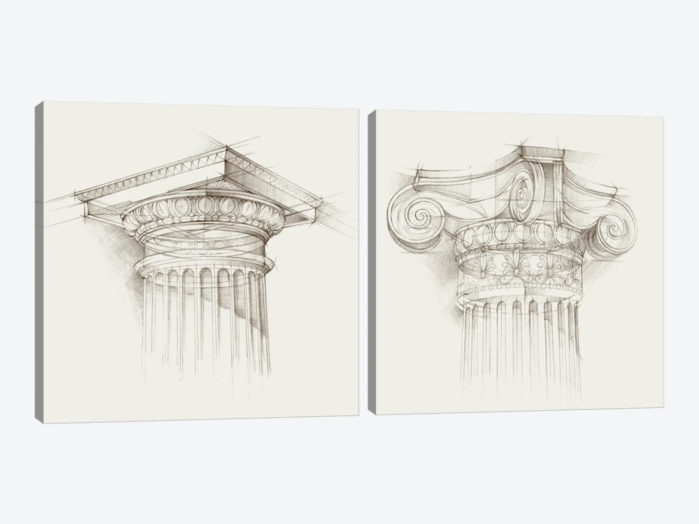 Column Schematic Diptych by Ethan Harper 2-piece Art Print