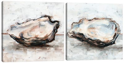 Oyster Study Diptych Canvas Art Print - Beach Décor
