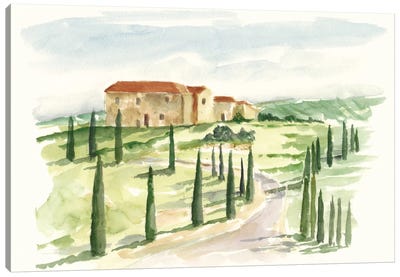 Watercolor Tuscan Villa I Canvas Art Print - Ethan Harper