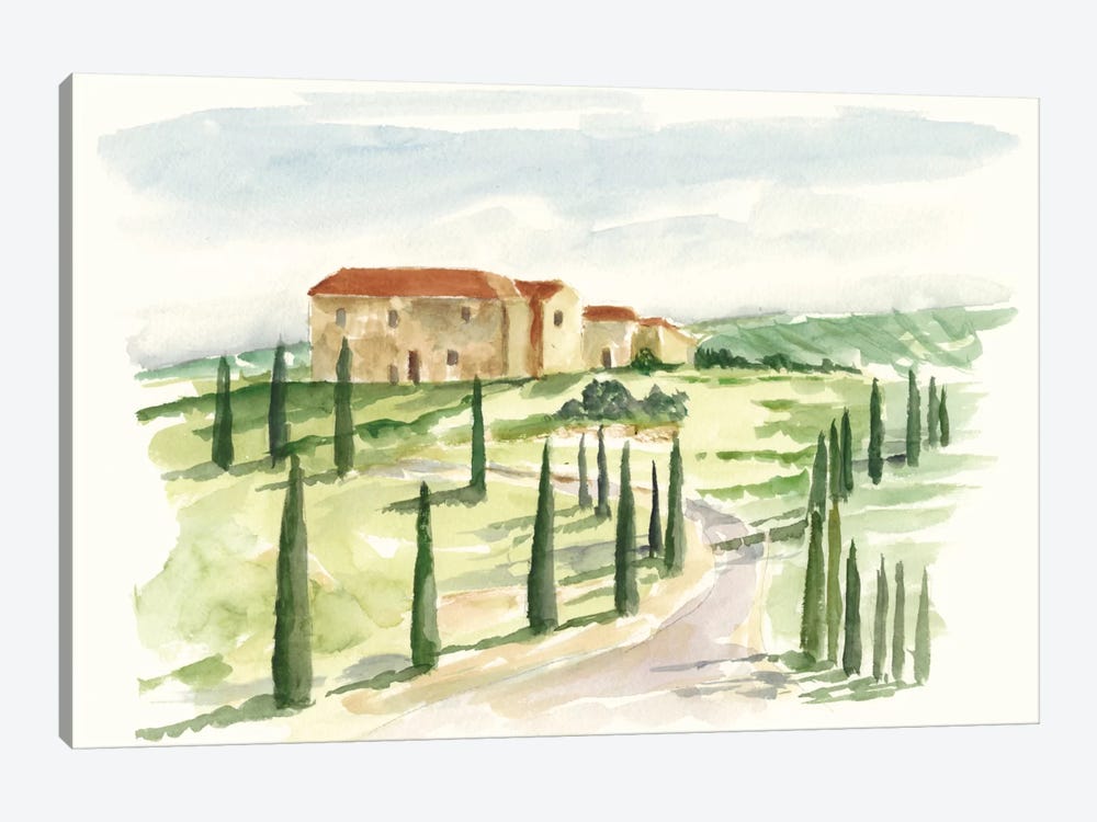 Watercolor Tuscan Villa I by Ethan Harper 1-piece Canvas Artwork