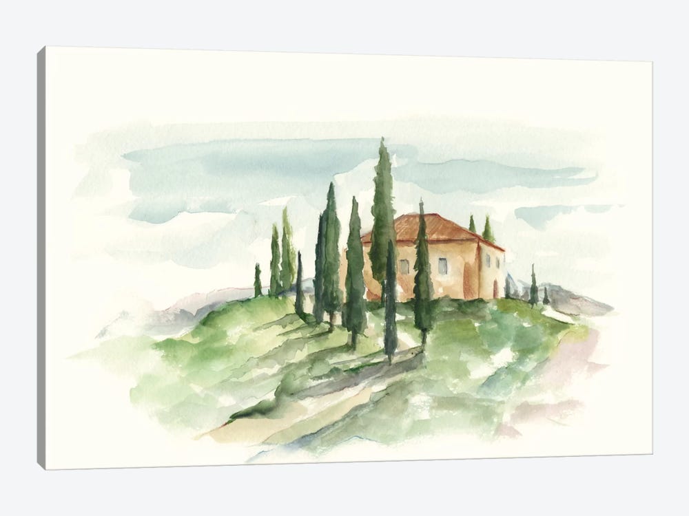 Watercolor Tuscan Villa II by Ethan Harper 1-piece Canvas Art Print