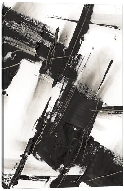 Diagonal Matrix I Canvas Art Print - Black & White Abstract Art