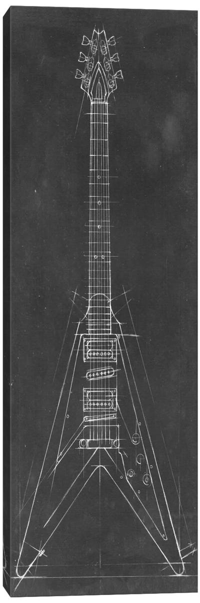 Electric Guitar Blueprint I Canvas Art Print - Heavy Metal Art