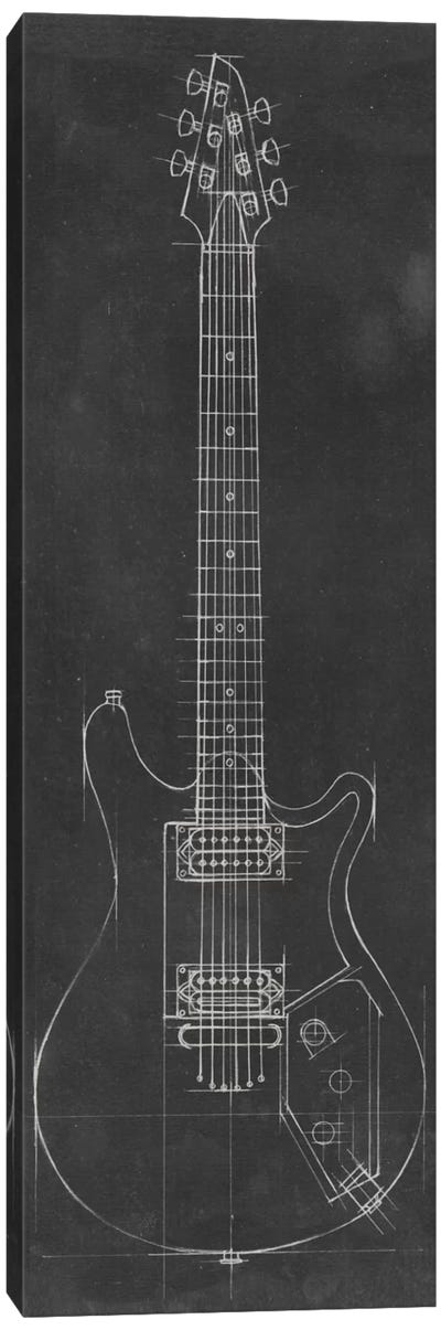 Electric Guitar Blueprint II Canvas Art Print - Blueprints & Patent Sketches