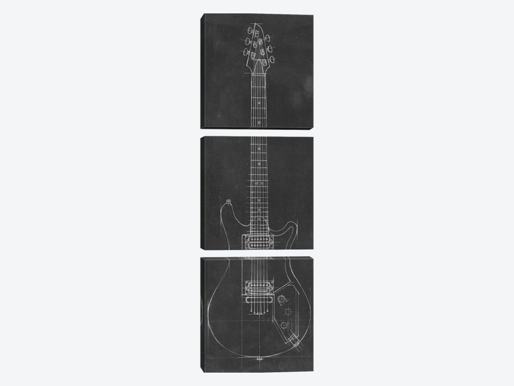 Electric Guitar Blueprint II by Ethan Harper 3-piece Canvas Print