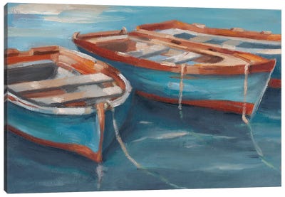 Tethered Row Boats II Canvas Art Print - Rowboat Art
