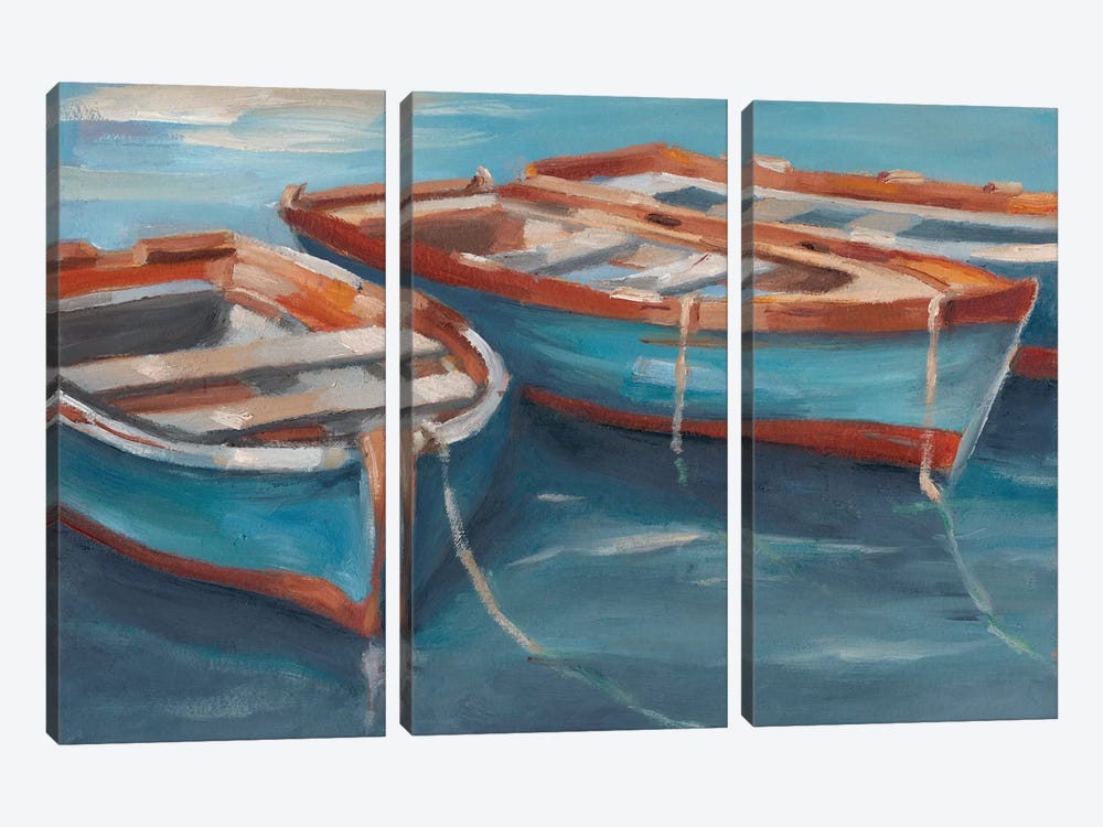 Tethered Row Boats II by Ethan Harper 3-piece Canvas Wall Art
