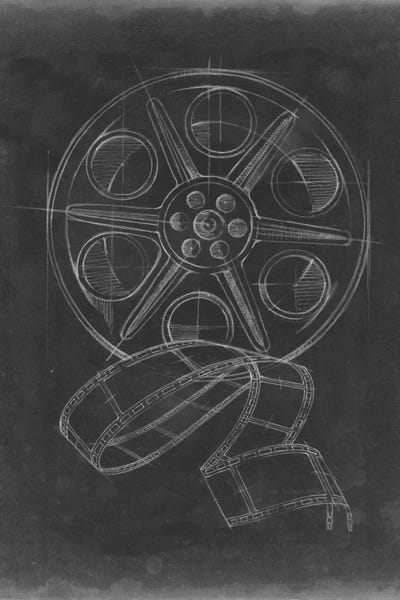 Black & White Pop Culture Art: Film & Reel Blueprint I by Ethan Harper
